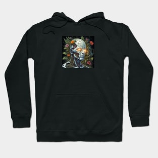 Cyborg with cracked head full of plants Hoodie